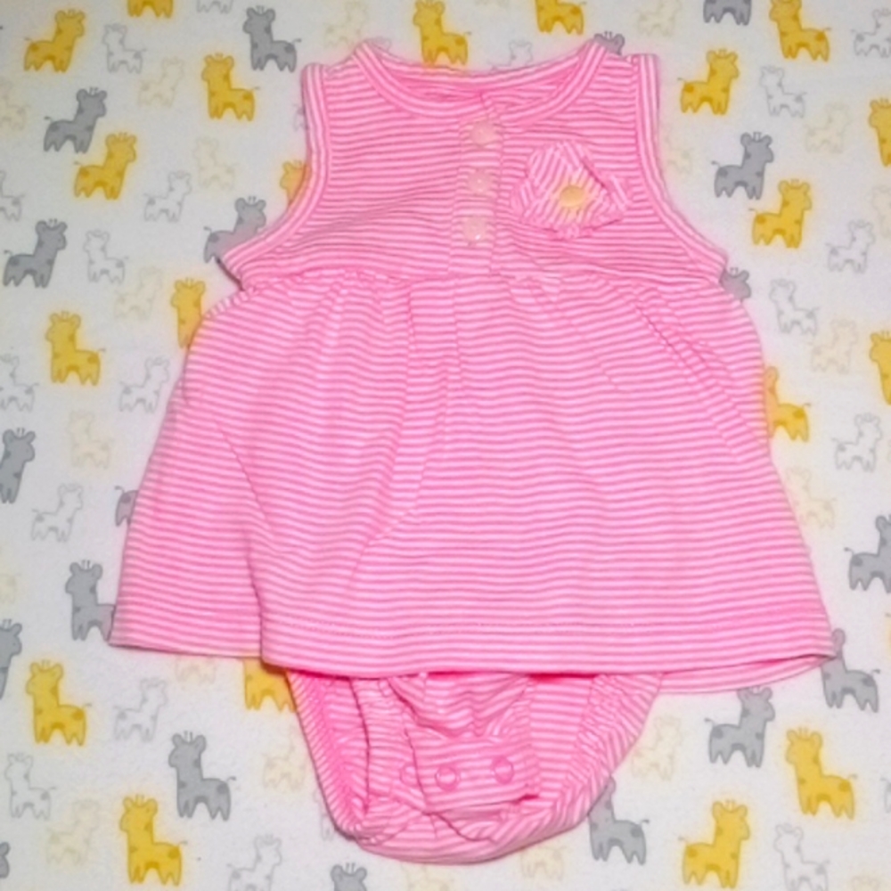 2/$20 EUC 3D Flower Striped Tank Dress Jumper